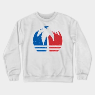 Vintage & Distressed American Flag Beach Sunset Crewneck Sweatshirt